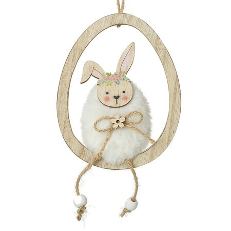 Hanging Wooden Easter Bunny with Dangling Legs Decoration