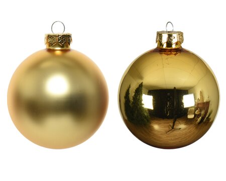 10 Gold Shiny & Matt Glass Baubles 6cm (d) - image 2