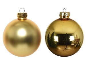 10 Gold Shiny & Matt Glass Baubles 6cm (d) - image 2