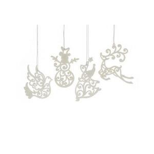 11.3cm Glitter Character Decorations in White - 4 different designs