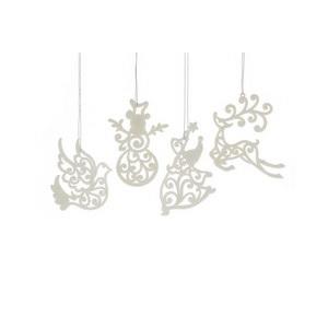 11.3cm Glitter Character Decorations in White - 4 different designs