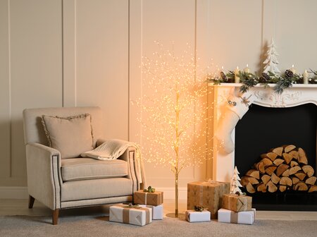 120cm Gold Micro LED Dewdrop Tree - Warm White