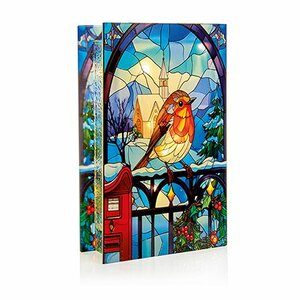 13cm Battery Operated Lit Stained Glass Decoration - Robin on Gate - image 1