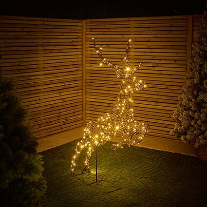 150cm Multi-Action 260 LED Colour Switch Prancing Stag - Outdoor & Battery Operated - image 1