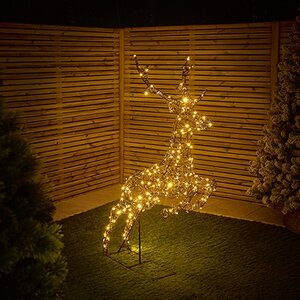 150cm Multi-Action 260 LED Colour Switch Prancing Stag - Outdoor & Battery Operated