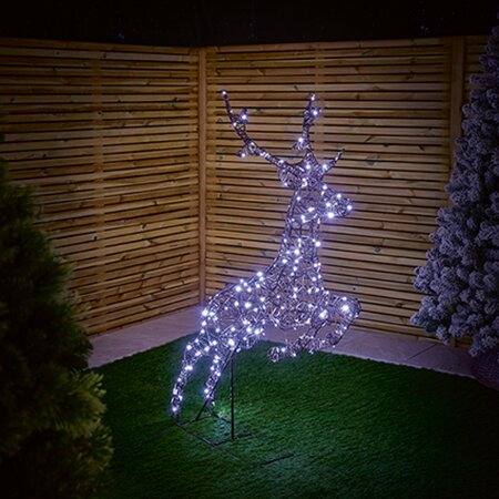 150cm Multi-Action 260 LED Colour Switch Prancing Stag - Outdoor & Battery Operated - image 2