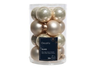 16 Ivory Shiny & Matt Glass Baubles 3.5cm (d) - image 1