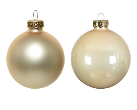 16 Ivory Shiny & Matt Glass Baubles 3.5cm (d) - image 2