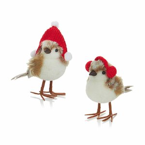 17cm Robin with Ear Muff Decoration
