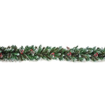 180cm Snow Tipped Garland with Cones & Berries