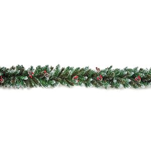 180cm Snow Tipped Garland with Cones & Berries