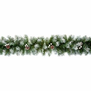 270cm Snow Tipped Garland with White Berries and Cones - image 1