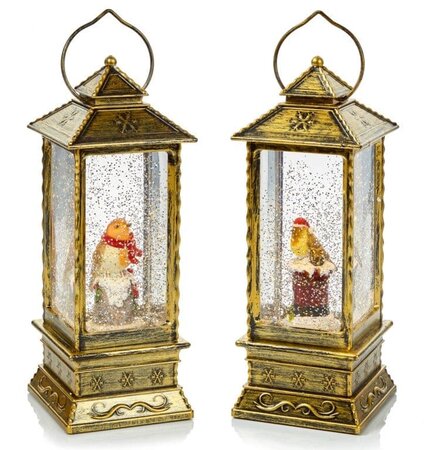 28cm Rotating Glitter Festive Spinner Lantern - Battery or Mains Operated