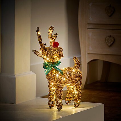 37cm Multi-Action 40 LED Big Nose Reindeer - Outdoor & Battery Operated - image 1