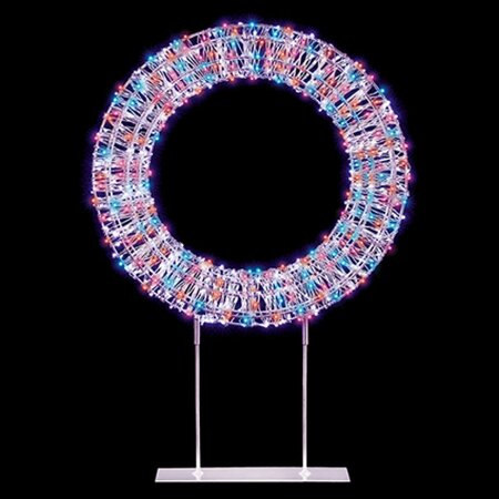 45cm White Table Top Wreath with 720 Twinkling Rainbow LED - image 1