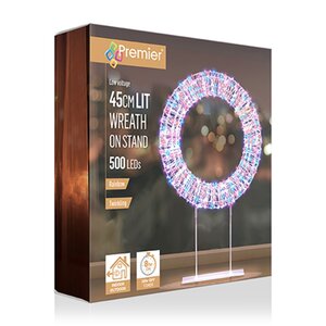 45cm White Table Top Wreath with 720 Twinkling Rainbow LED - image 2
