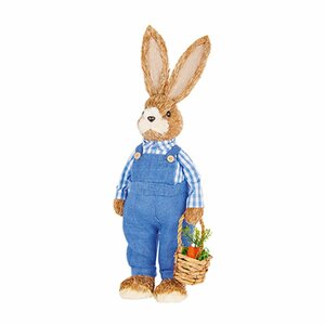 58cm Edward Rustic Male Rabbit with Blue Dungarees