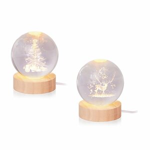 8cm Battery Operated Lit 3D Etched Glass Ball -  Choose from 2 Designs - image 1