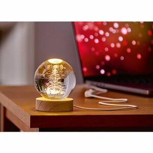 8cm Battery Operated Lit 3D Etched Glass Ball -  Choose from 2 Designs - image 2