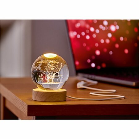 8cm Battery Operated Lit 3D Etched Glass Ball -  Choose from 2 Designs - image 3
