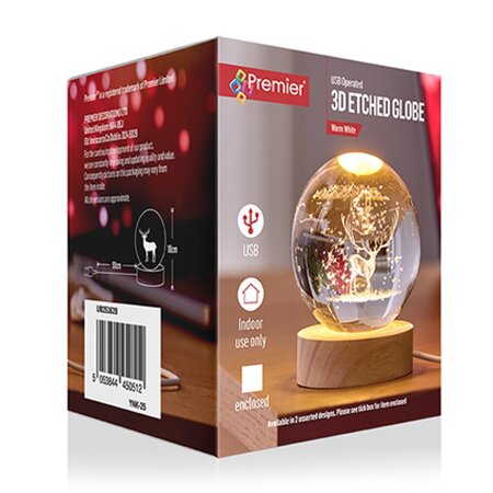 8cm Battery Operated Lit 3D Etched Glass Ball -  Choose from 2 Designs - image 4