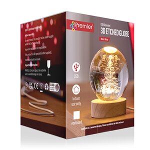 8cm Battery Operated Lit 3D Etched Glass Ball -  Choose from 2 Designs - image 5
