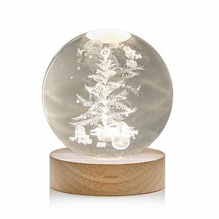 8cm Battery Operated Lit 3D Etched Glass Ball -  Christmas Christmas Tree - image 1