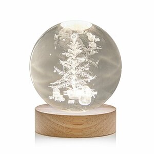 8cm Battery Operated Lit 3D Etched Glass Ball -  Christmas Christmas Tree - image 1