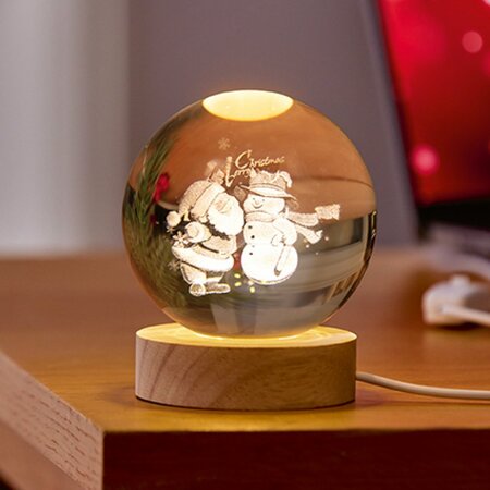 8cm Battery Operated Lit 3D Etched Glass Ball -  Pick from 2 Designs - image 2