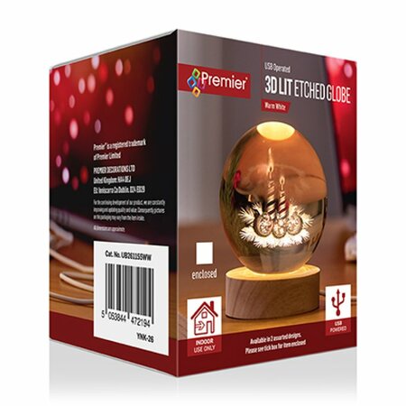 8cm Battery Operated Lit 3D Etched Glass Ball -  Pick from 2 Designs - image 4