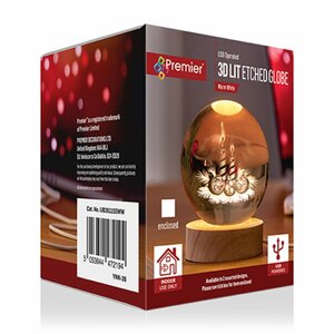 8cm Battery Operated Lit 3D Etched Glass Ball -  Pick from 2 Designs - image 4