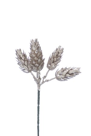 Almond Glitter Pinecone Pick 20cm