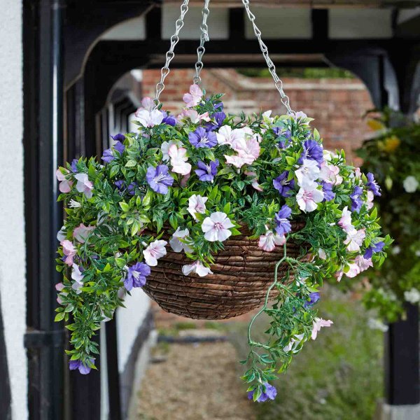 Artificial Hanging Basket 30cm Petunias Horticentre Your Family Run Garden Centre in