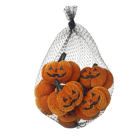 Bag of 6 Small Halloween Velvet Pumpkins