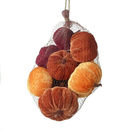Bag of Autumn Velvet Pumpkins - 9 Pack