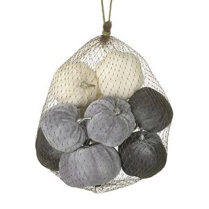 Bag of Grey Velvet Pumpkins - 9 Pack