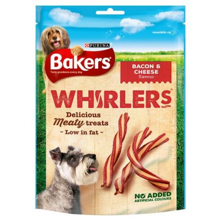 Bakers Whirlers - Bacon & Cheese Flavour Adult Dog Treats 130G