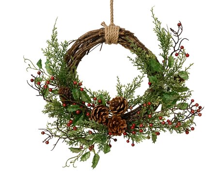 Berry Glitter Wreath with Red Berries 30cm