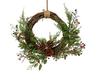 Berry Glitter Wreath with Red Berries 30cm