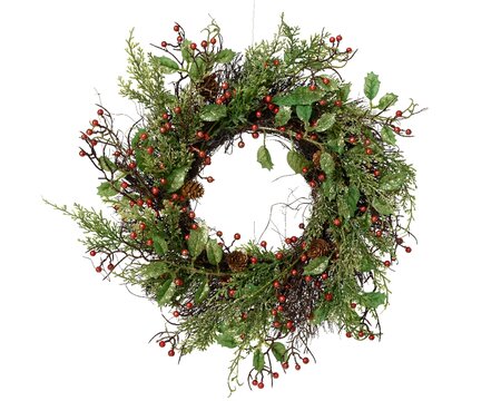 Berry Glitter Wreath with Red Berries 40cm