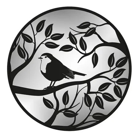 Black Metal Robin in Tree Silhouette Orbit Spinner