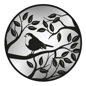Black Metal Robin in Tree Silhouette Orbit Spinner