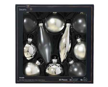 Box of 10 Assorted Silver Baulbes - image 1