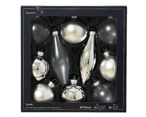 Box of 10 Assorted Silver Baulbes - image 1