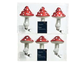 Box of 3 Clip on Mushroom Ornaments 9cm