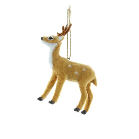 Brown/White Standing Reindeer with Antlers 12cm