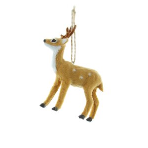 Brown/White Standing Reindeer with Antlers 12cm