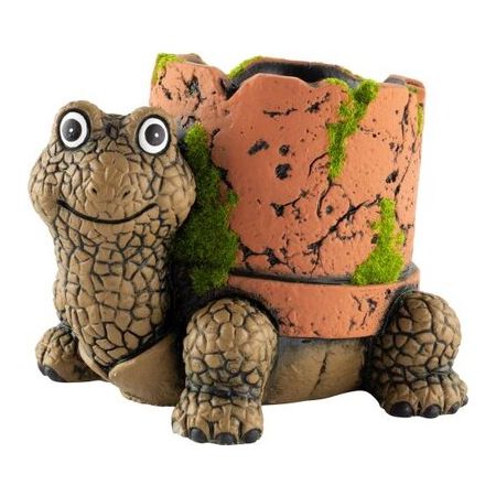 Cement Planter Turtle With Clay Pipe