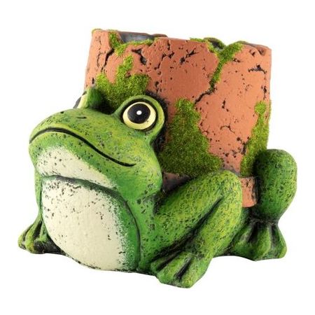 Cement Planter Turtle With Frog Pipe