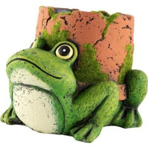 Cement Planter Turtle With Frog Pipe